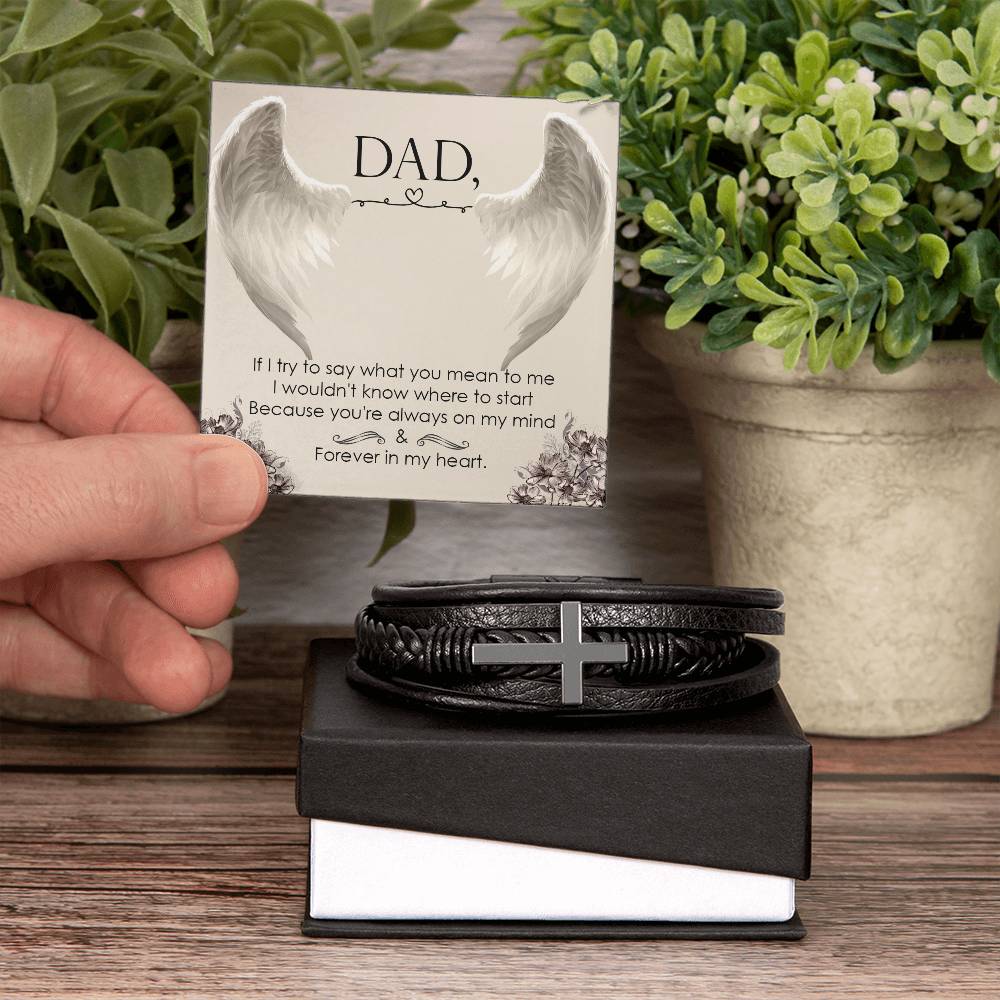 If I Try to Say Men's Cross Bracelet - Vegan Leather with Stainless Steel-Express Your Love Gifts