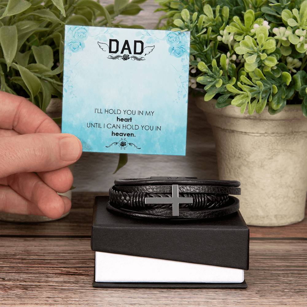 I"ll Hold You Men's Cross Bracelet - Vegan Leather with Stainless Steel-Express Your Love Gifts