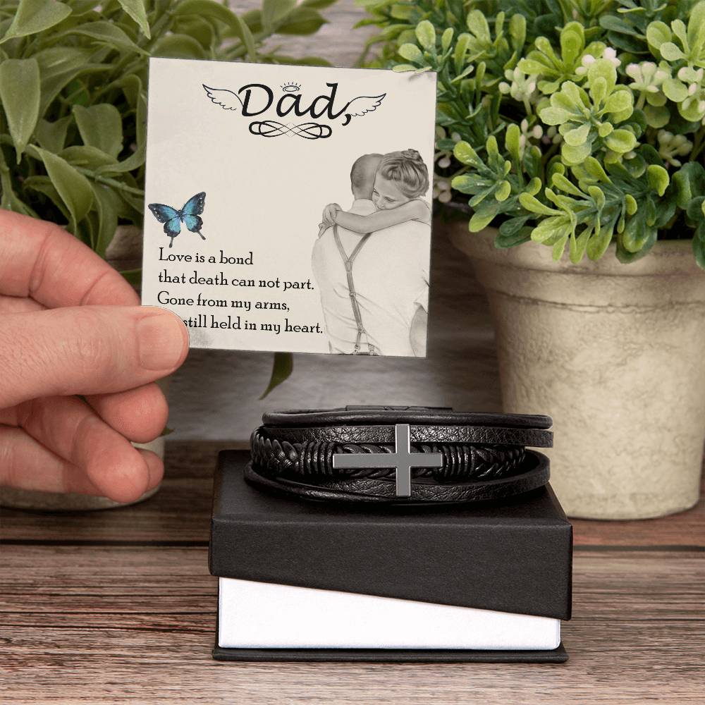 Love is Bond Men's Cross Bracelet - Vegan Leather with Stainless Steel-Express Your Love Gifts