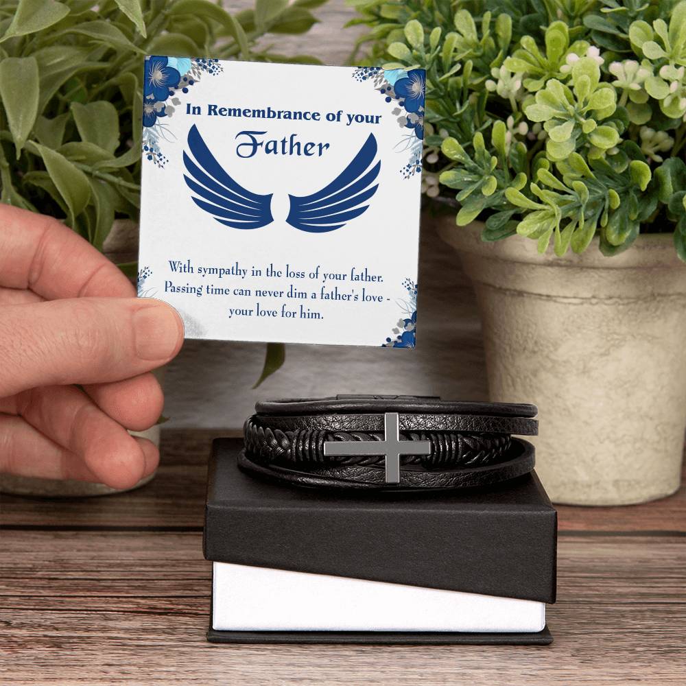 Your Love for Him Men's Cross Bracelet - Vegan Leather with Stainless Steel-Express Your Love Gifts