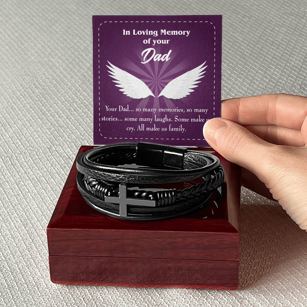Your Dad Men's Cross Bracelet - Vegan Leather with Stainless Steel-Express Your Love Gifts