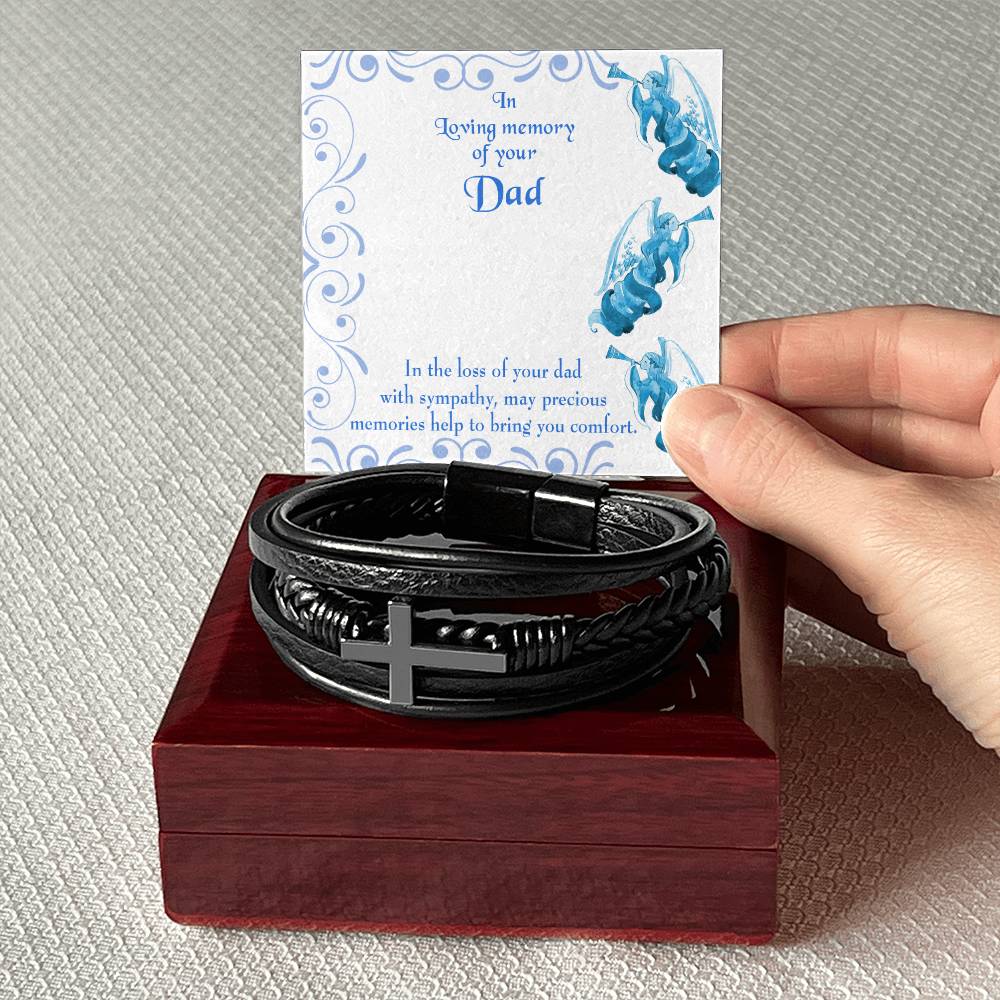 Precious Memories Men's Cross Bracelet - Vegan Leather with Stainless Steel-Express Your Love Gifts