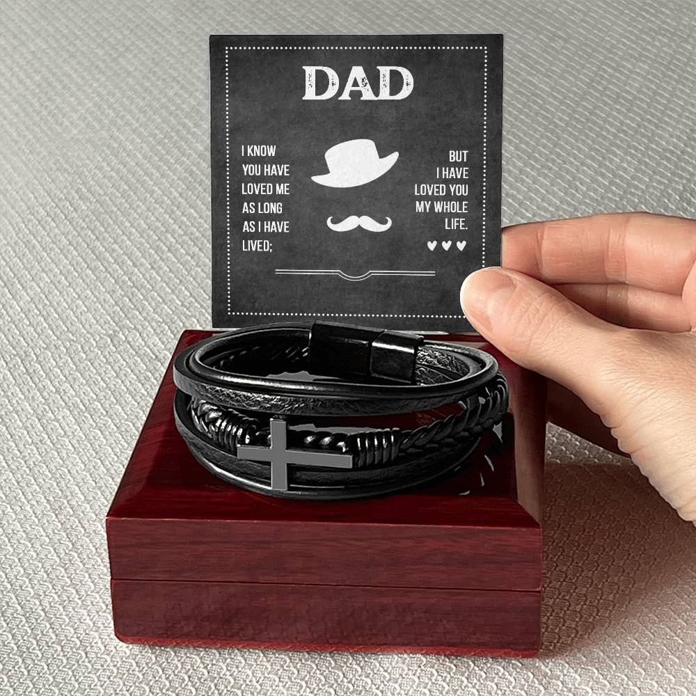 Dad I Know You Have Loved Me Men's Cross Bracelet - Vegan Leather with Stainless Steel-Express Your Love Gifts