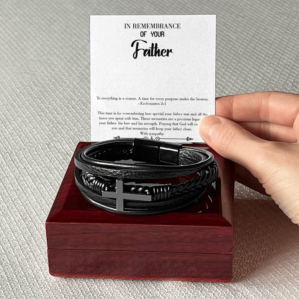 To Everything is a Reason Men's Cross Bracelet - Vegan Leather with Stainless Steel-Express Your Love Gifts
