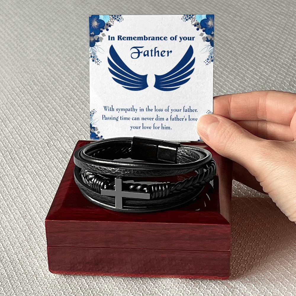 Your Love for Him Men's Cross Bracelet - Vegan Leather with Stainless Steel-Express Your Love Gifts