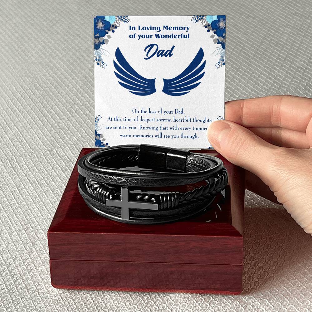 Deepest Sorrow Men's Cross Bracelet - Vegan Leather with Stainless Steel-Express Your Love Gifts