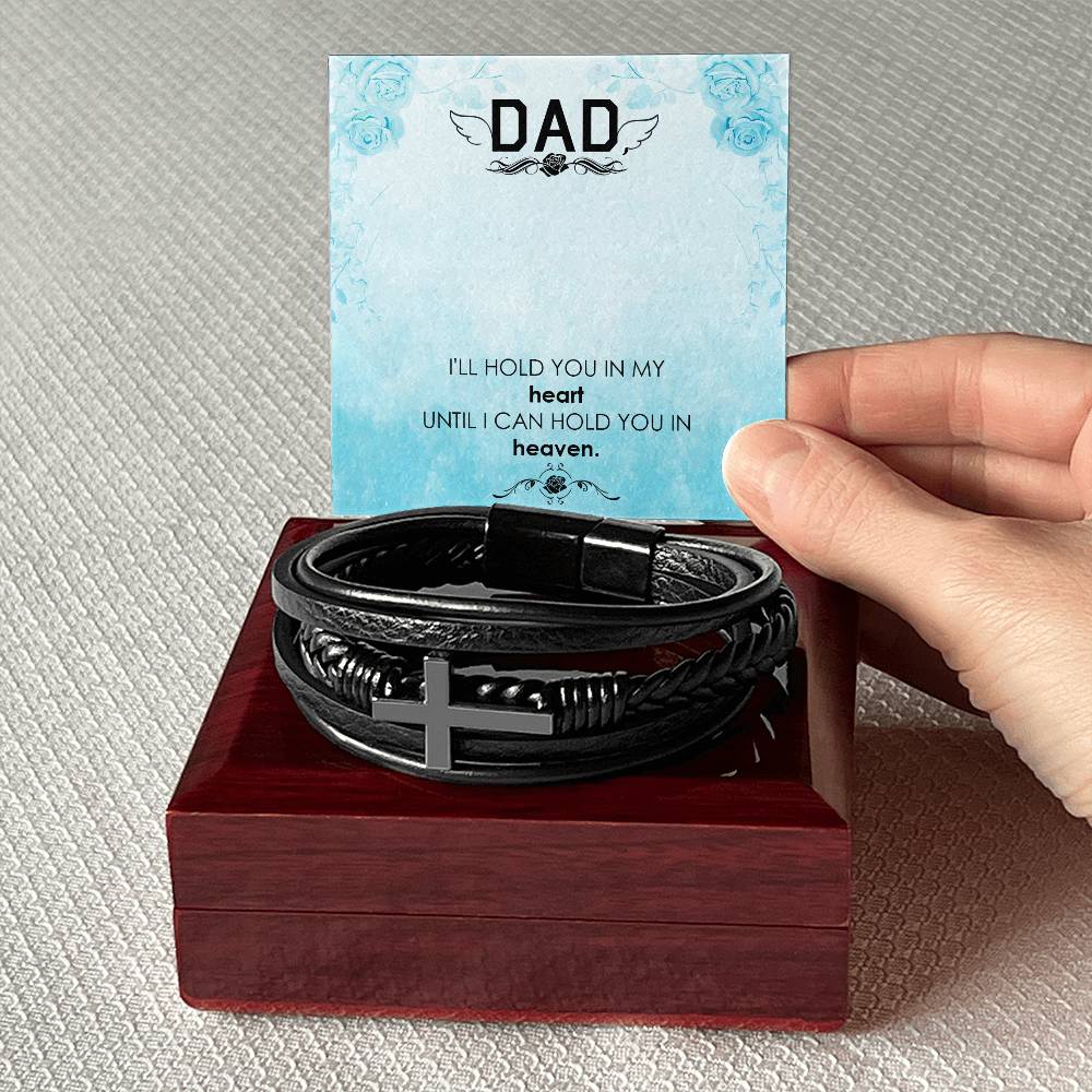 I"ll Hold You Men's Cross Bracelet - Vegan Leather with Stainless Steel-Express Your Love Gifts