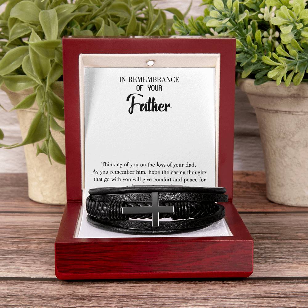 Comfort and Peace Men's Cross Bracelet - Vegan Leather with Stainless Steel-Express Your Love Gifts