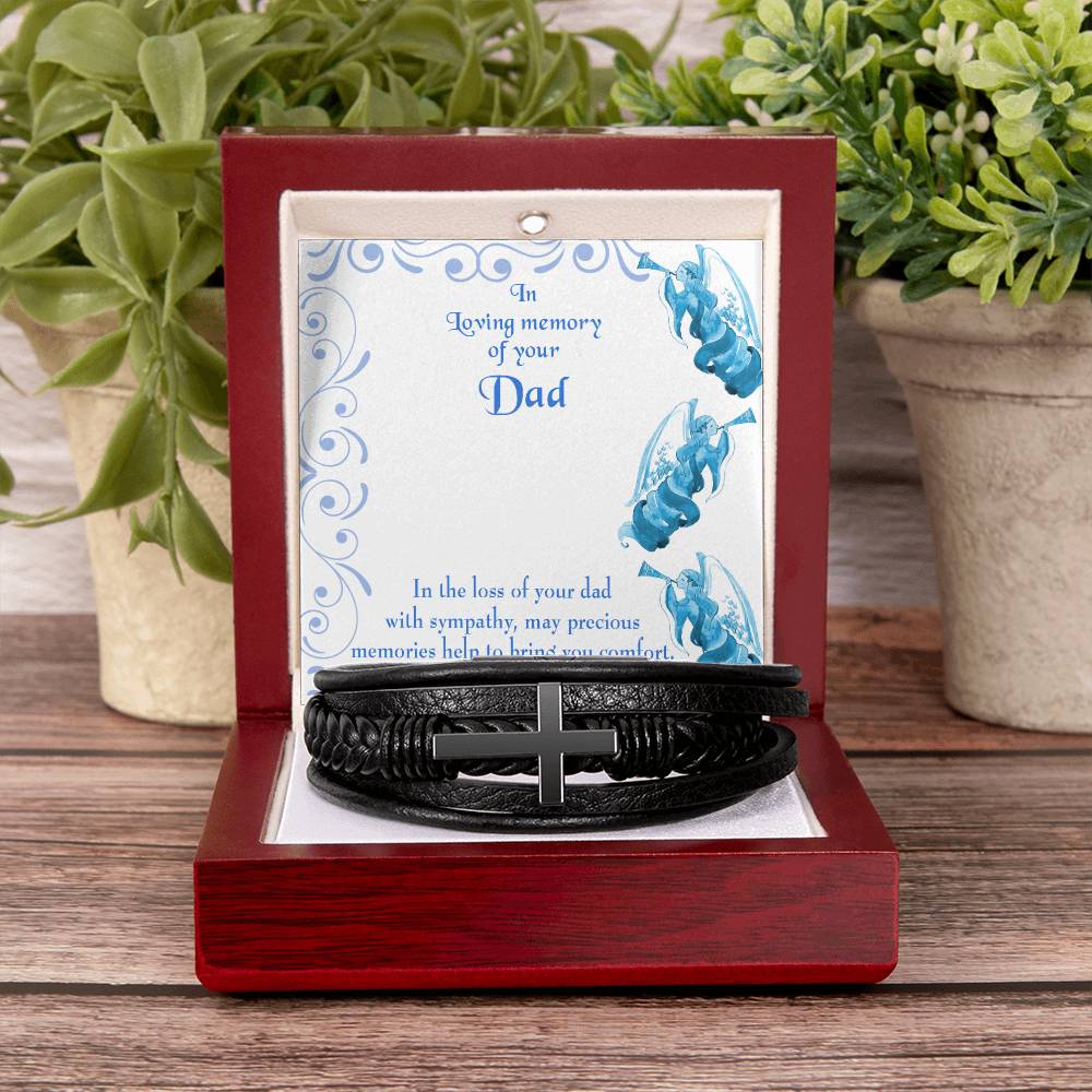 Precious Memories Men's Cross Bracelet - Vegan Leather with Stainless Steel-Express Your Love Gifts