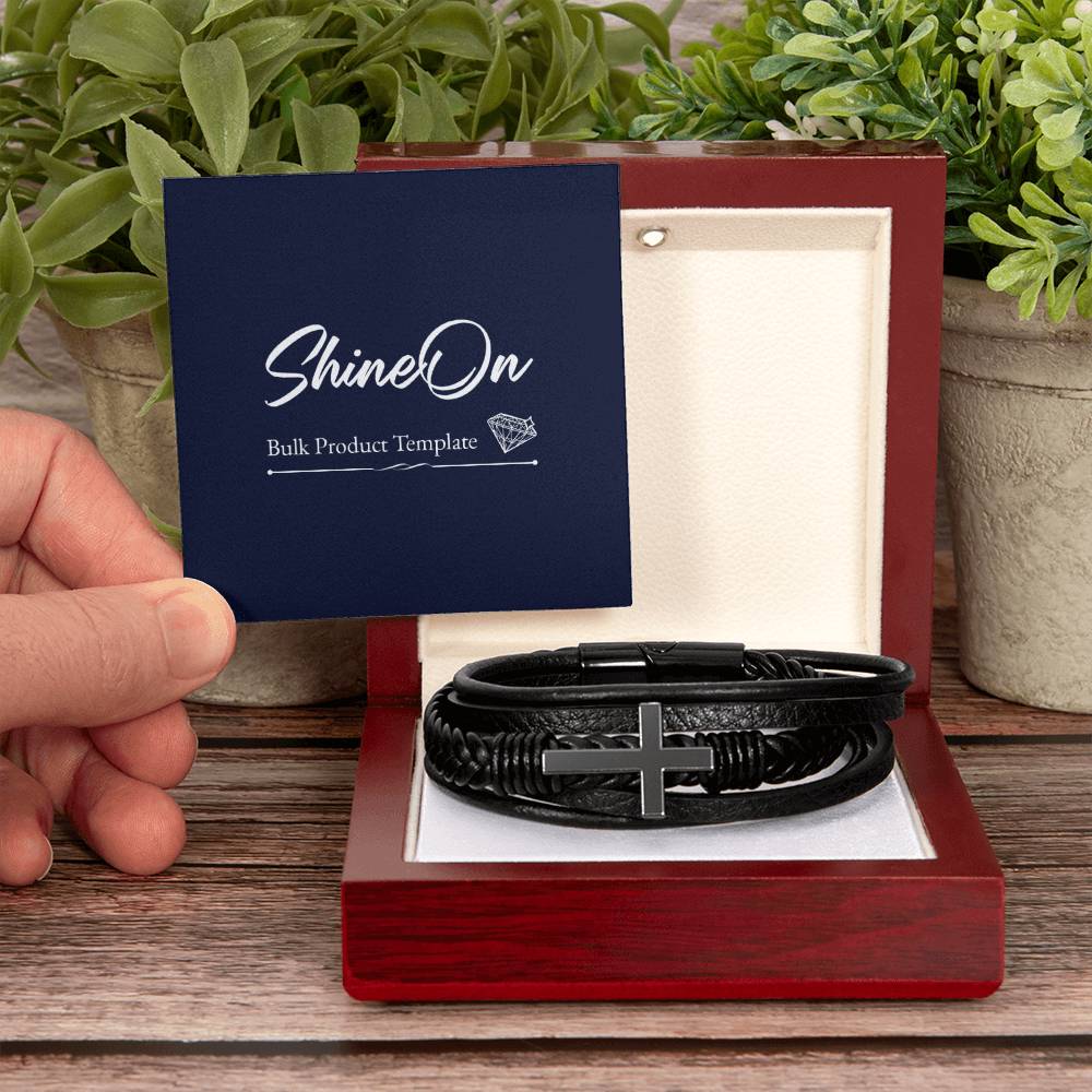 Men's Cross Bracelet - Vegan Leather with Stainless Steel-Express Your Love Gifts