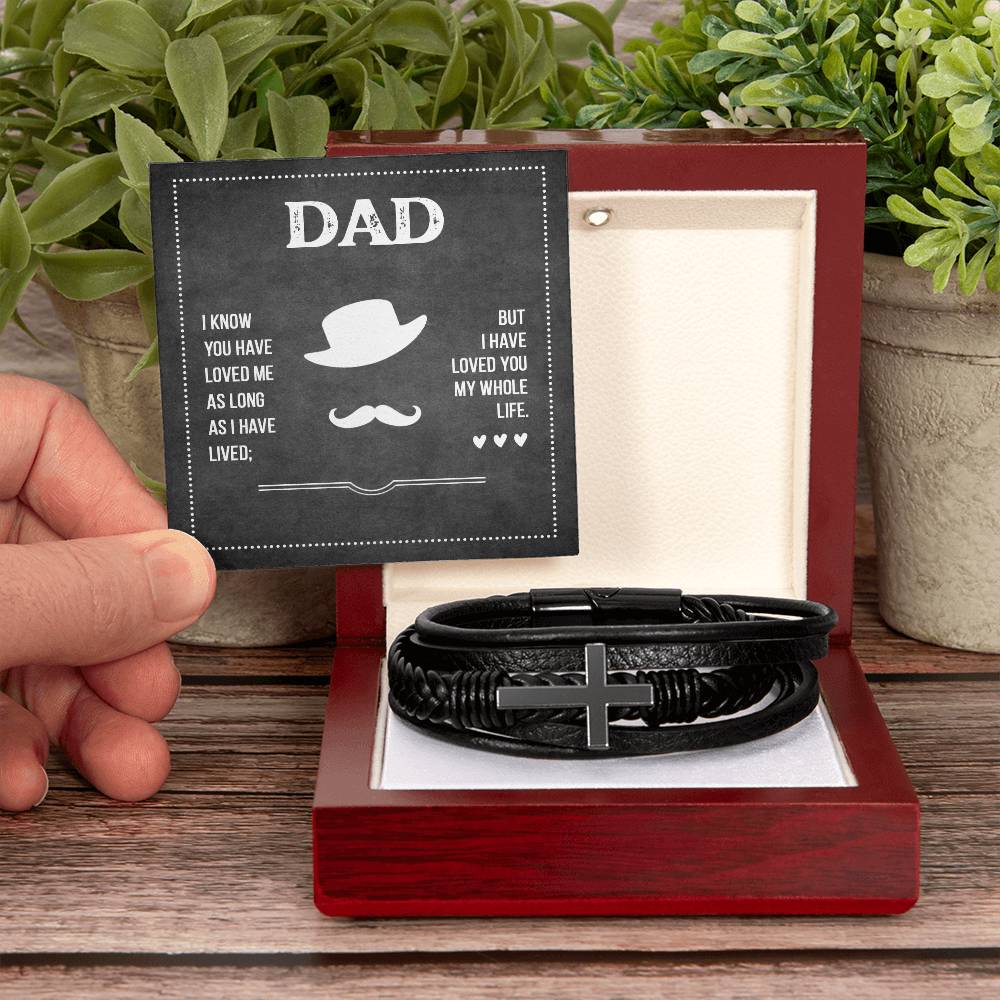 Dad I Know You Have Loved Me Men's Cross Bracelet - Vegan Leather with Stainless Steel-Express Your Love Gifts
