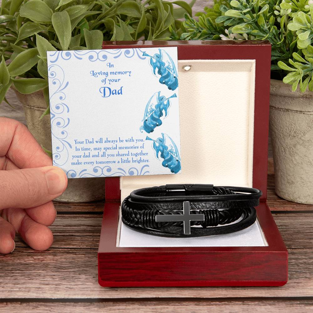 Tomorrow a Little Brighter Men's Cross Bracelet - Vegan Leather with Stainless Steel-Express Your Love Gifts