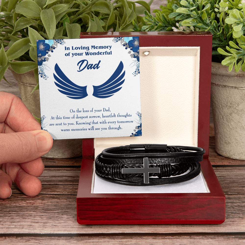 Deepest Sorrow Men's Cross Bracelet - Vegan Leather with Stainless Steel-Express Your Love Gifts