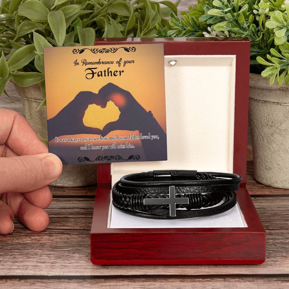 Easy to See Men's Cross Bracelet - Vegan Leather with Stainless Steel-Express Your Love Gifts