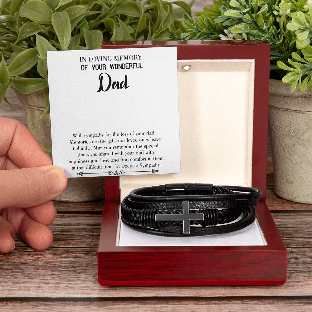 Memories are Gifts Men's Cross Bracelet - Vegan Leather with Stainless Steel-Express Your Love Gifts