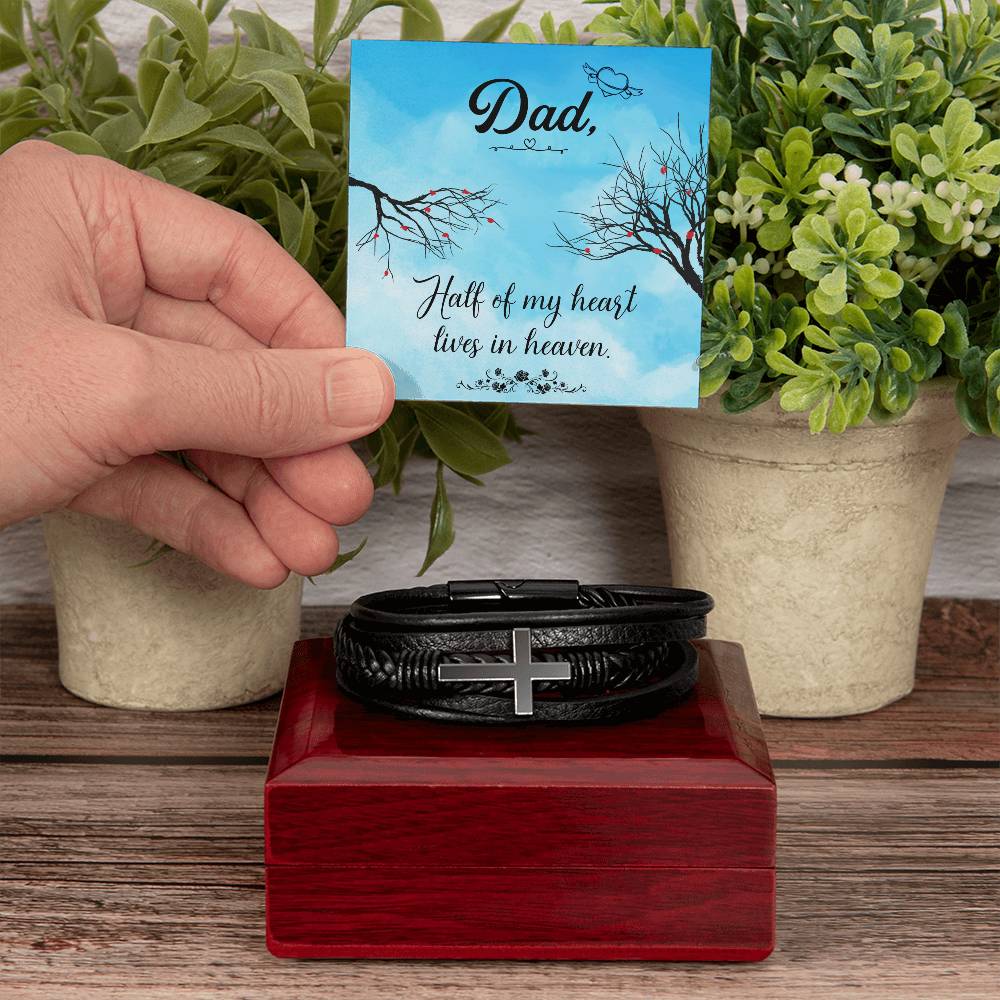 Half of My Heart Men's Cross Bracelet - Vegan Leather with Stainless Steel-Express Your Love Gifts