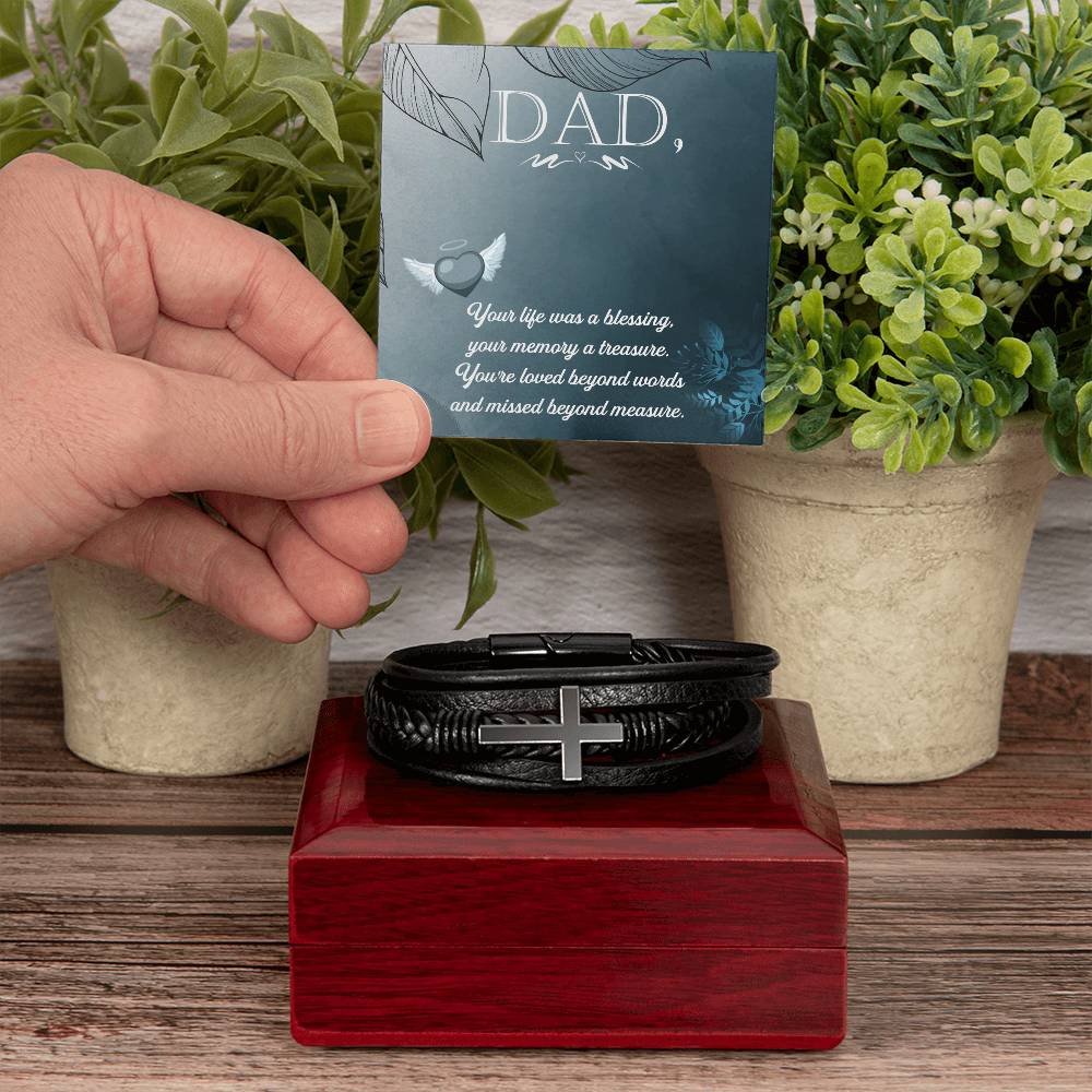 Your Life Was a Blessing Men's Cross Bracelet - Vegan Leather with Stainless Steel-Express Your Love Gifts