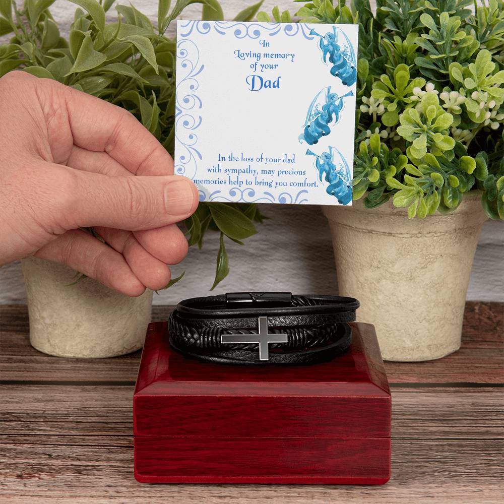 Precious Memories Men's Cross Bracelet - Vegan Leather with Stainless Steel-Express Your Love Gifts