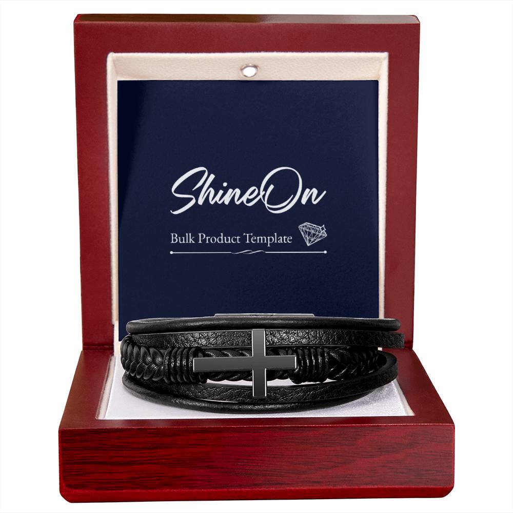 Men's Cross Bracelet - Vegan Leather with Stainless Steel-Express Your Love Gifts