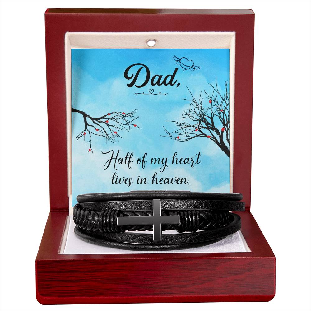 Half of My Heart Men's Cross Bracelet - Vegan Leather with Stainless Steel-Express Your Love Gifts