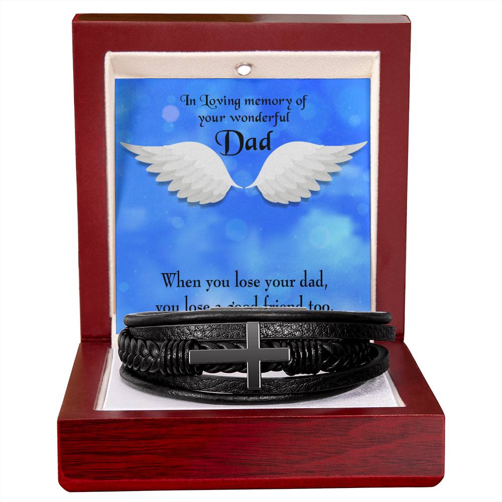 Dad and a Good Friend Men's Cross Bracelet - Vegan Leather with Stainless Steel-Express Your Love Gifts