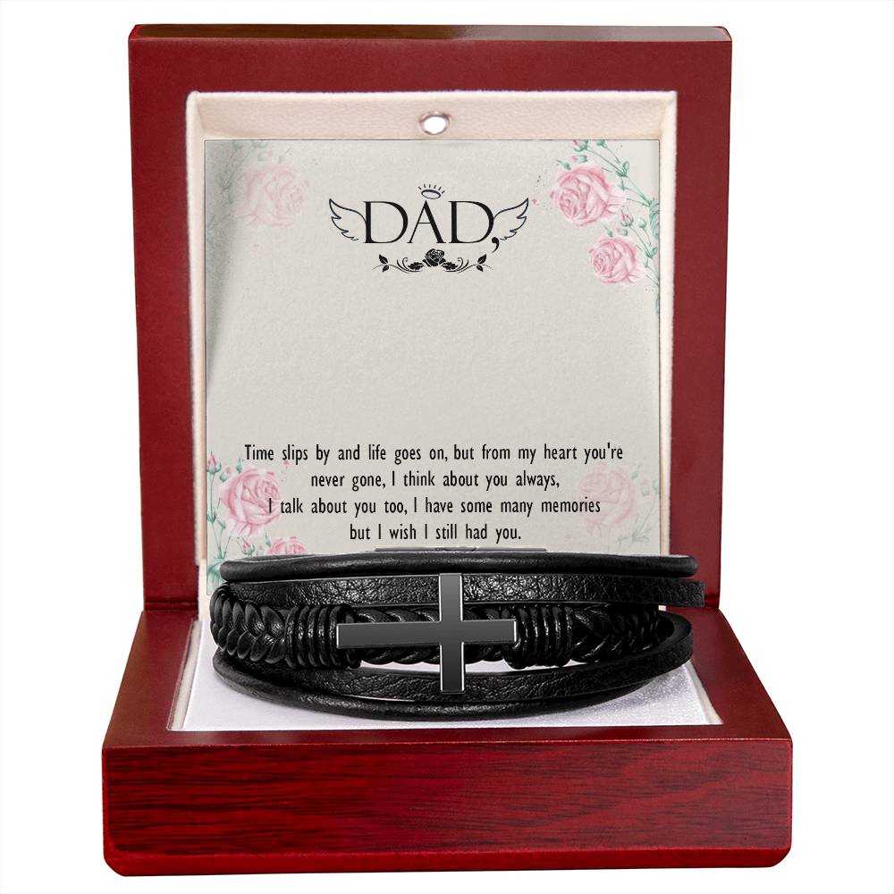 Time Slips By Men's Cross Bracelet - Vegan Leather with Stainless Steel-Express Your Love Gifts