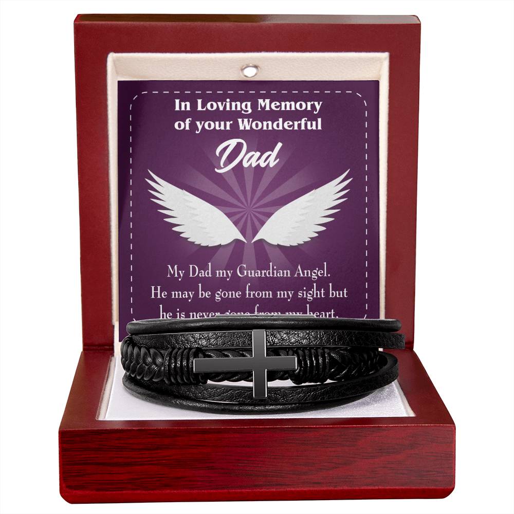 My Dad My Guardian Men's Cross Bracelet - Vegan Leather with Stainless Steel-Express Your Love Gifts