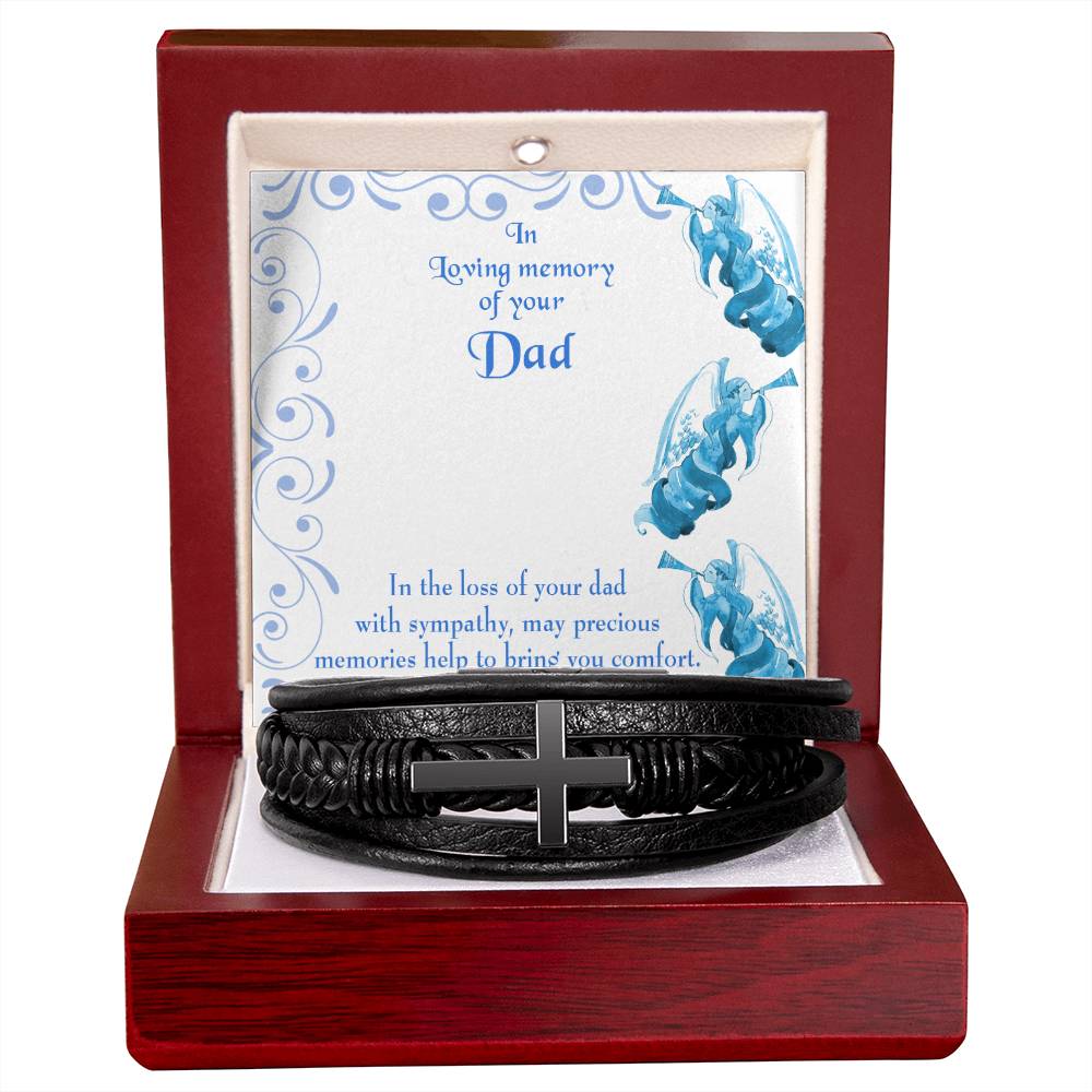 Precious Memories Men's Cross Bracelet - Vegan Leather with Stainless Steel-Express Your Love Gifts