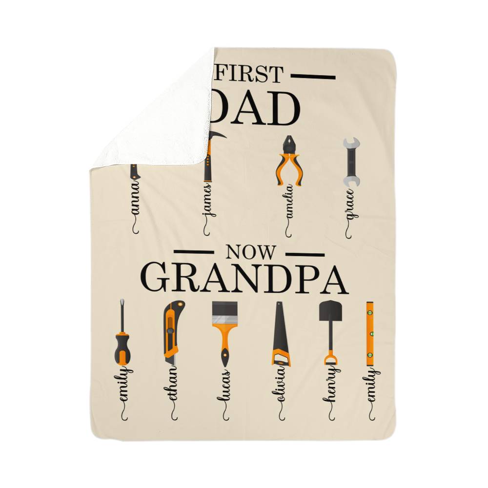 Personalized Sherpa Fleece Blanket First Dad Now Grandpa-Express Your Love Gifts