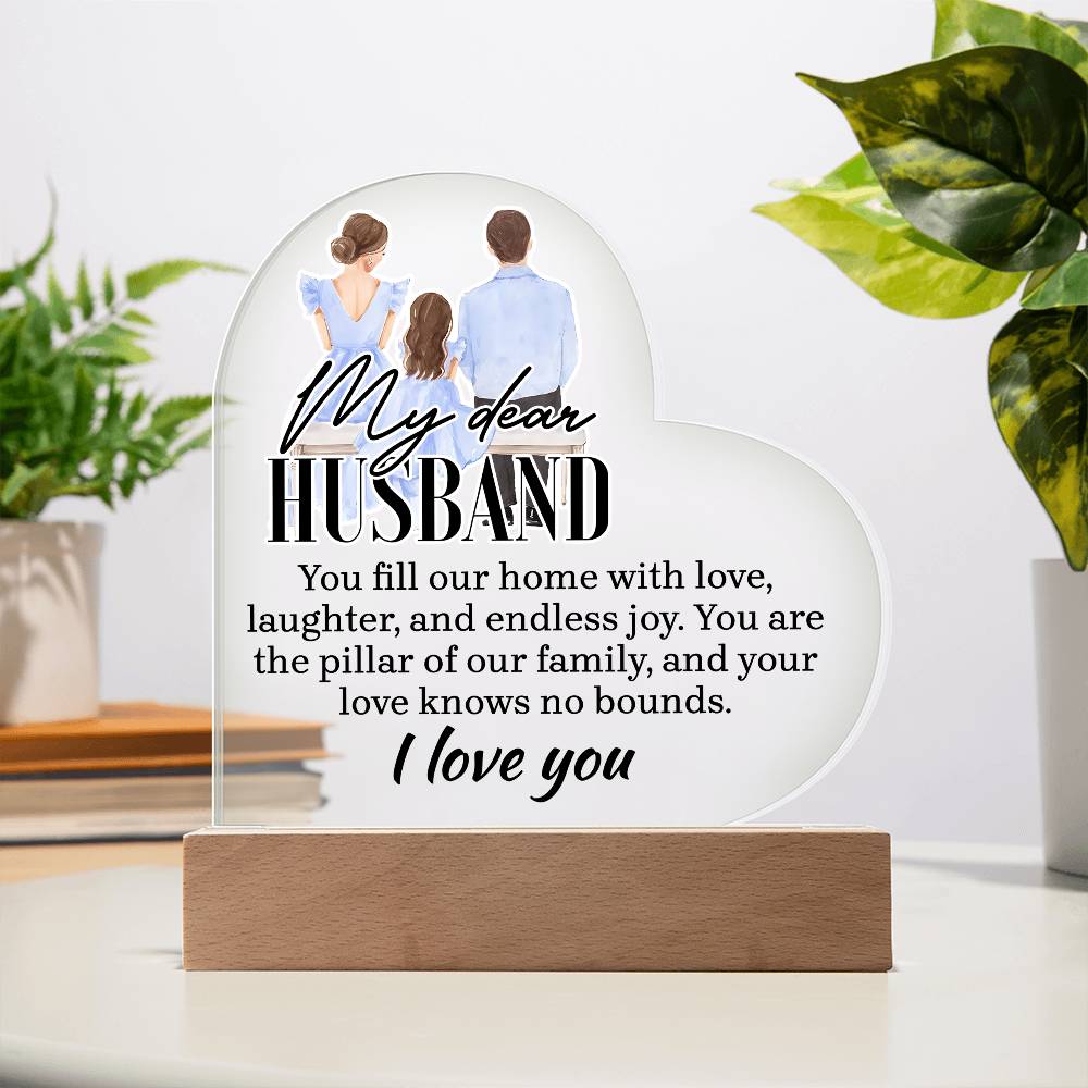 My Dear Husband Printed Heart Shaped Acrylic Plaque-Express Your Love Gifts