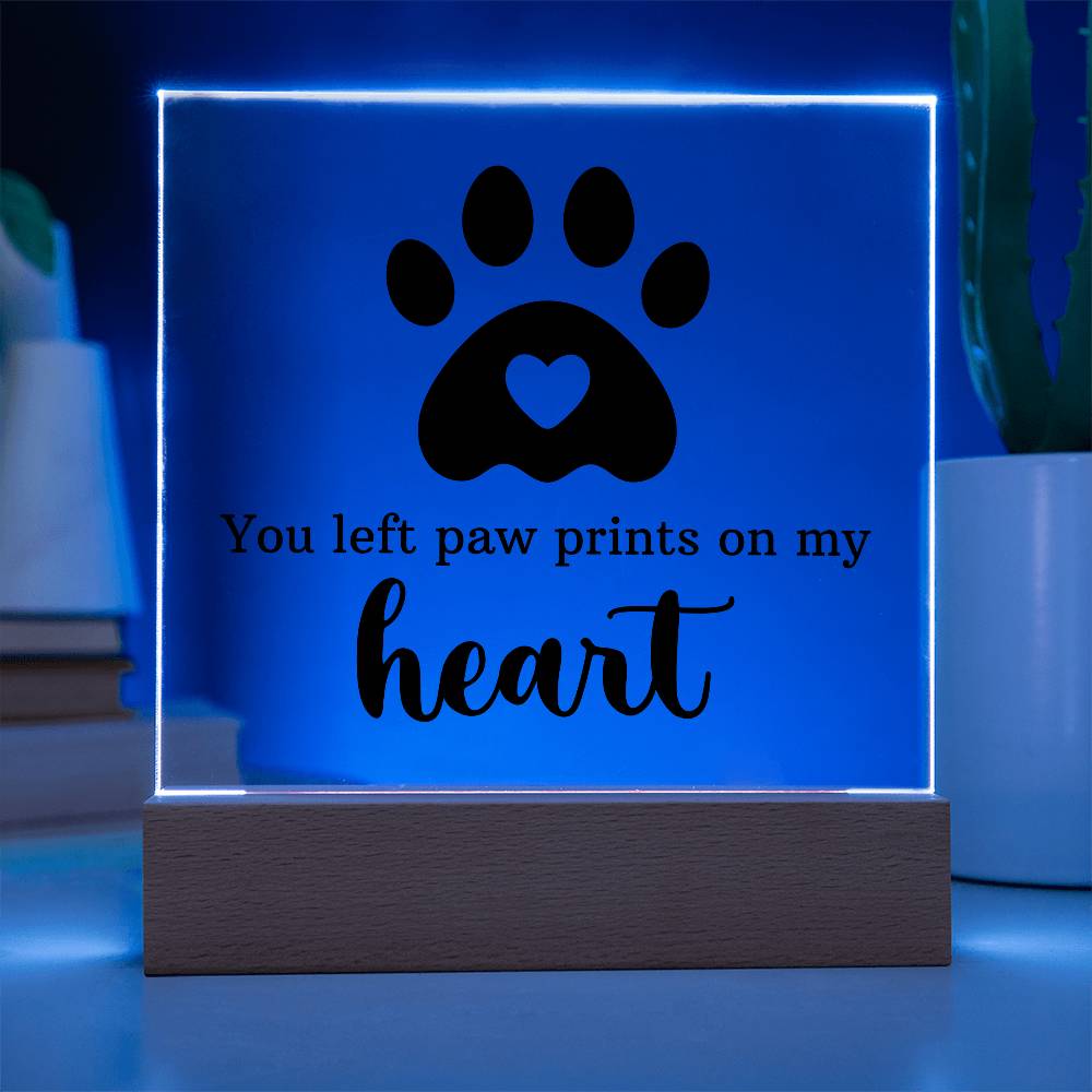 Paw Print Printed Square Shaped Acrylic Plaque-Express Your Love Gifts