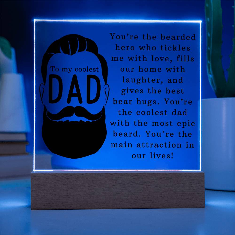 To the Coolest Dad Printed Square Shaped Acrylic Plaque-Express Your Love Gifts