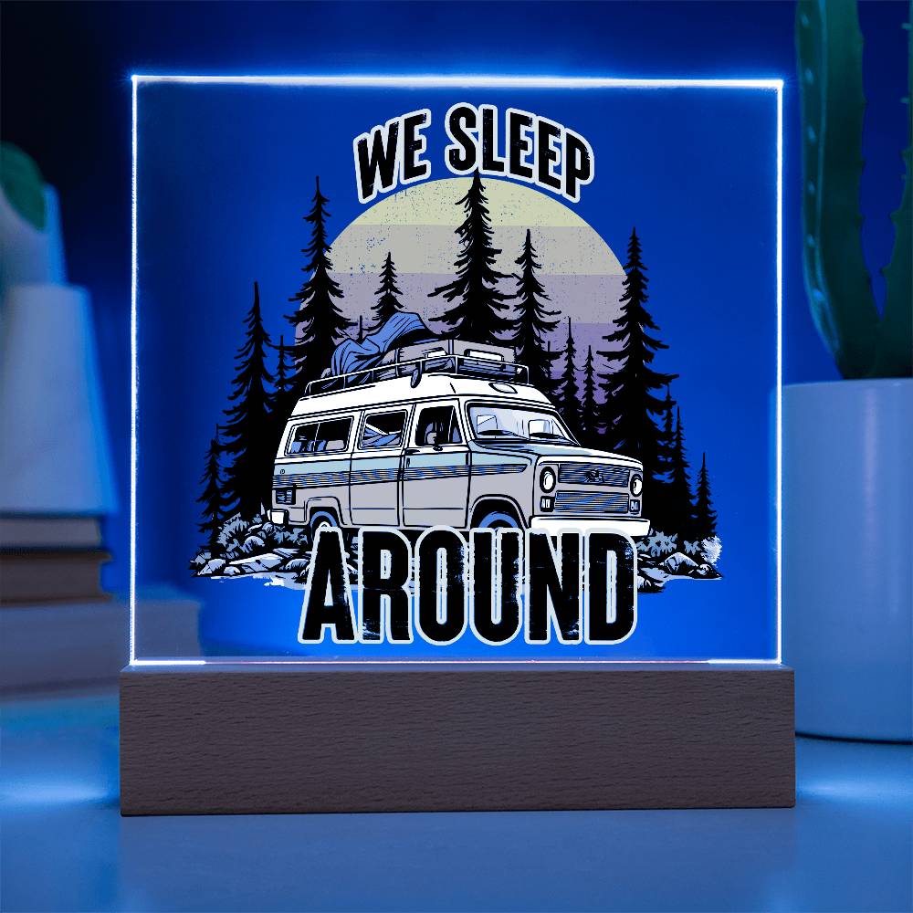 Camping Around Printed Square Shaped Acrylic Plaque-Express Your Love Gifts