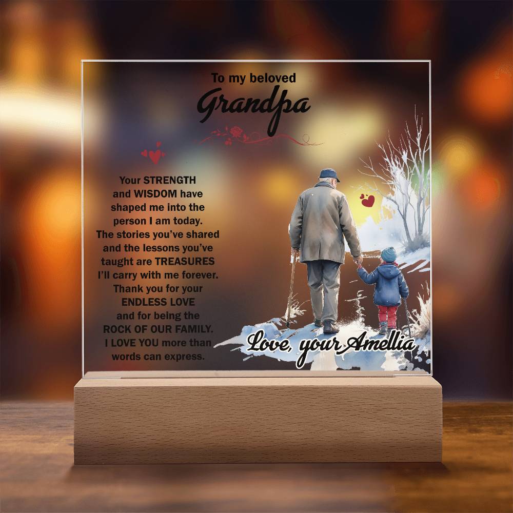 To My Beloved Grandpa Printed Square Shaped Acrylic Plaque-Express Your Love Gifts