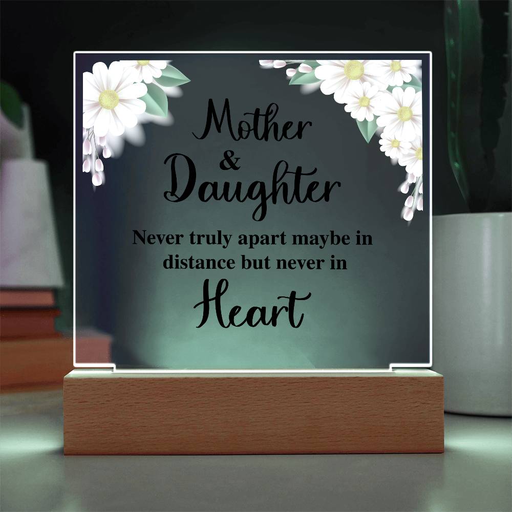 Mother and Daughter Never Truly Apart Printed Square Shaped Acrylic Plaque-Express Your Love Gifts