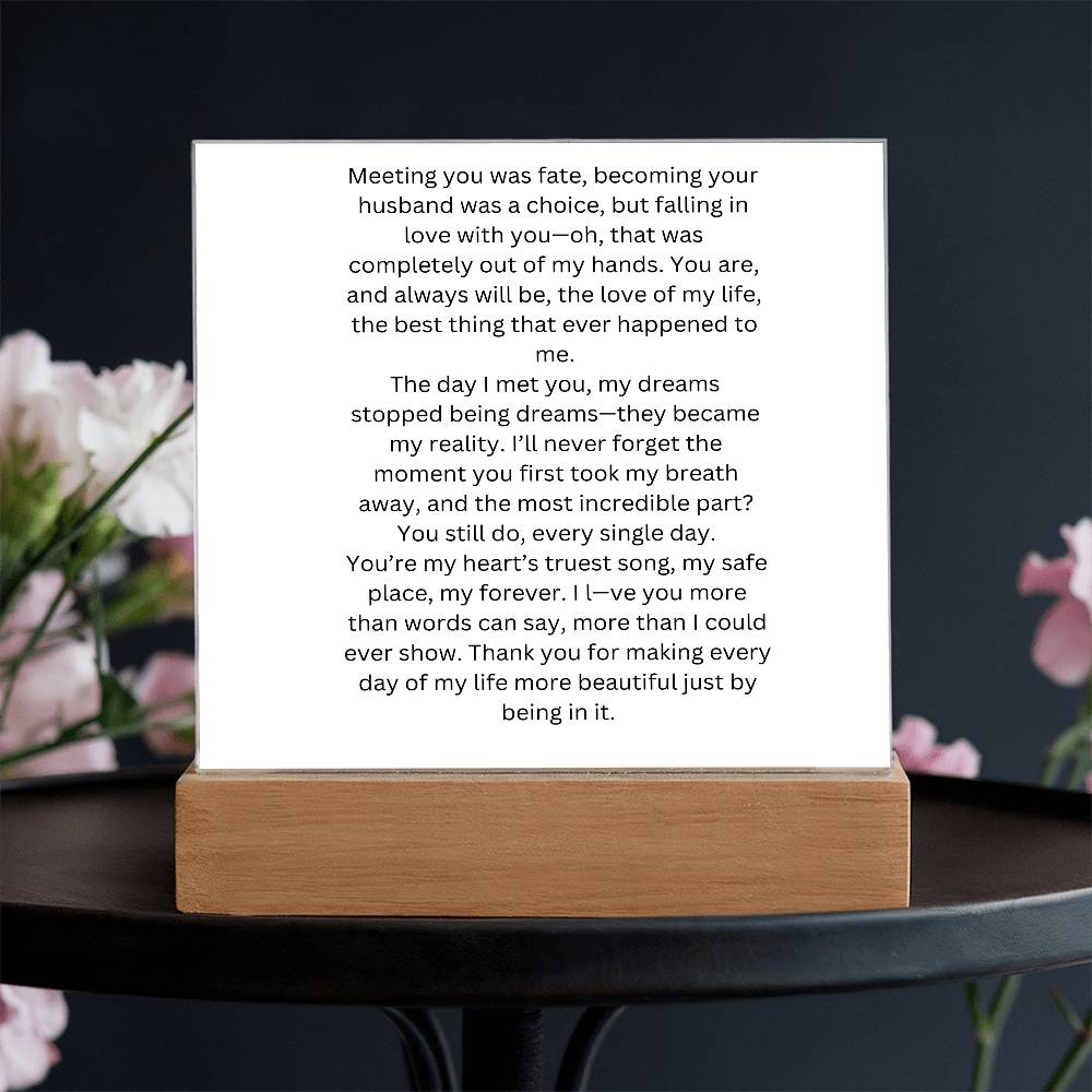To My Wife Meeting You Was Fate Printed Square Shaped Acrylic Plaque-Express Your Love Gifts