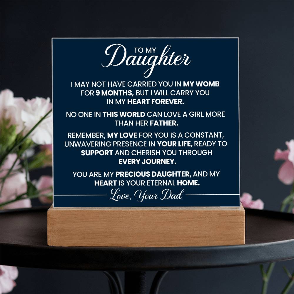 To Daughter From Dad In My Heart Forever Printed Square Shaped Acrylic Plaque-Express Your Love Gifts