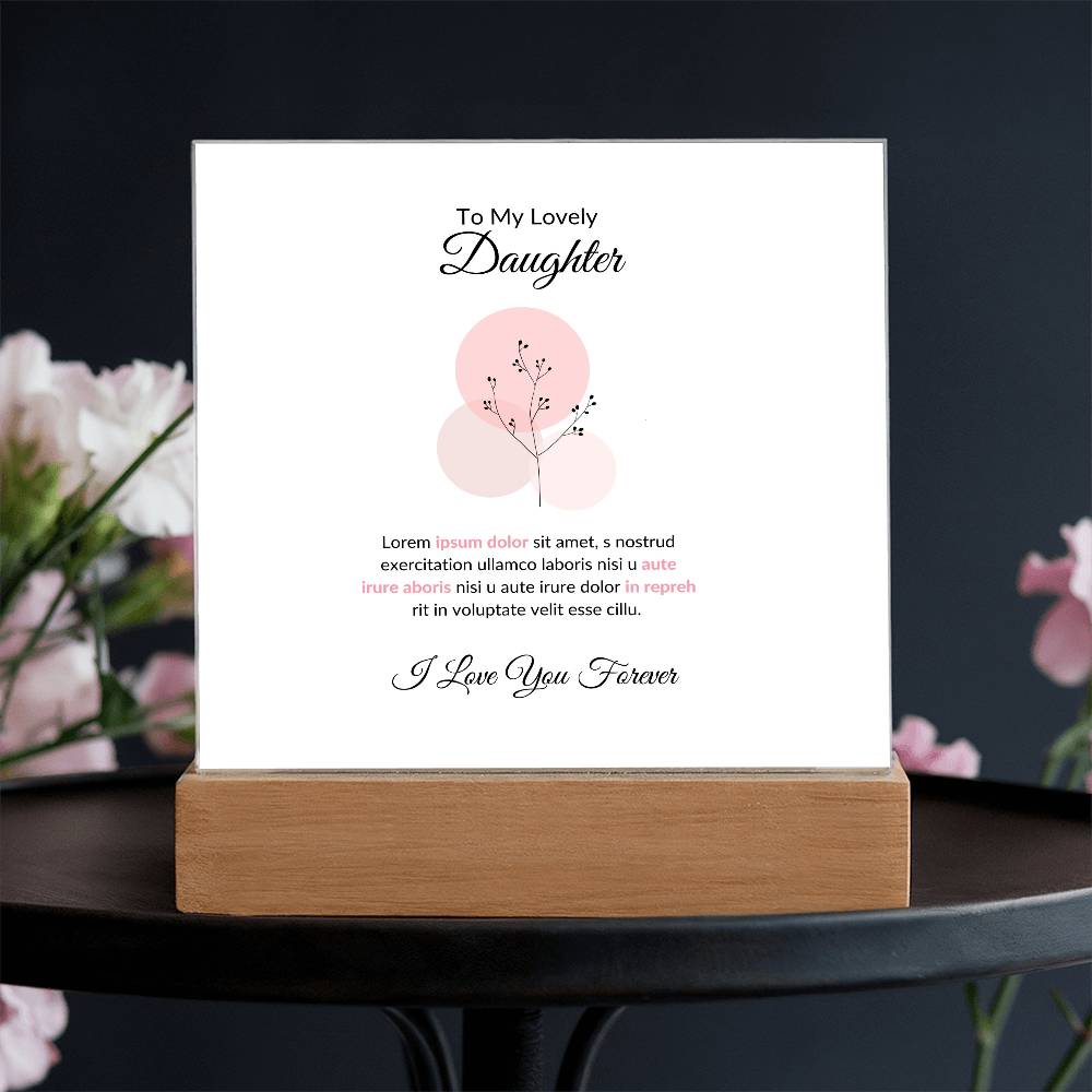 To My Daughter Lorem Ipsum Baloon Printed Square Shaped Acrylic Plaque-Express Your Love Gifts
