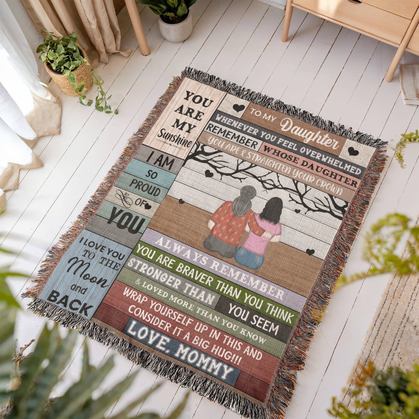 Heirloom Artwork Woven Blanket To My Daughter You Are My Sunshine-Express Your Love Gifts
