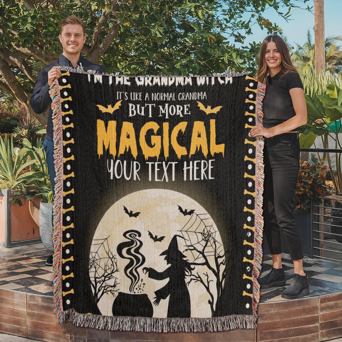 Personalized Heirloom Artwork Woven Blanket Grandma Witch-Express Your Love Gifts