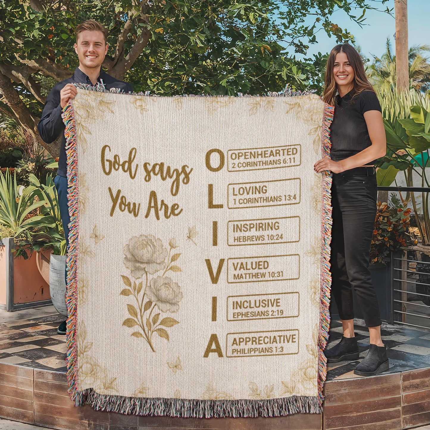 Personalized Heirloom Artwork Woven Blanket God Says You Are-Express Your Love Gifts