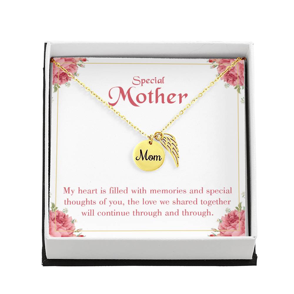 Special Mother Mom Remembrance Necklace Angel Wing Charm, Stainless Steel 18-22'' Chain-Express Your Love Gifts