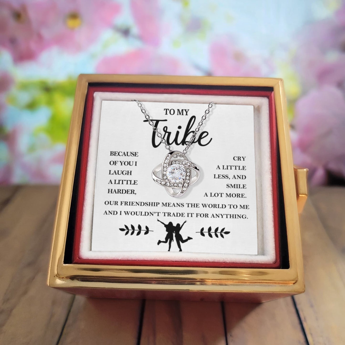 To My Tribe Love Knot with Rotating Rose Box-Express Your Love Gifts