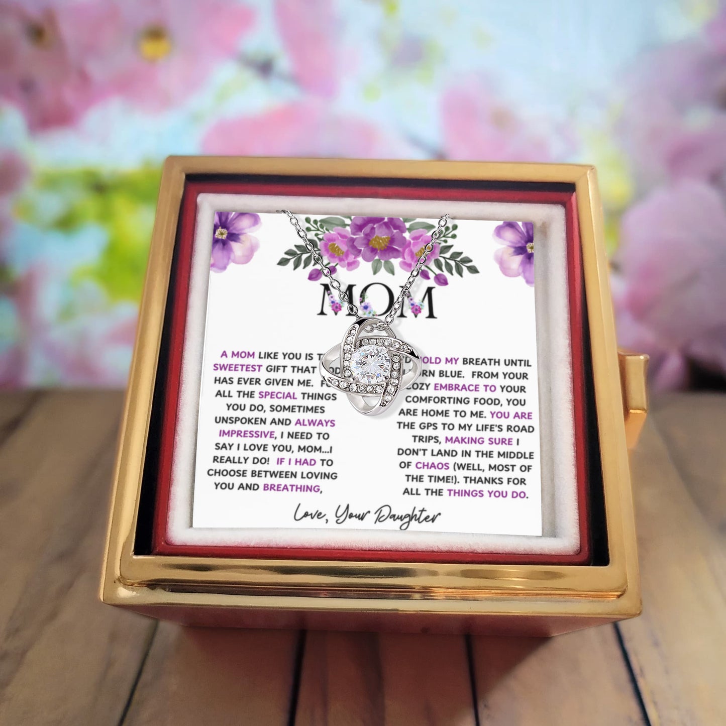 To Mom From Daughter A Mom Like You Love Knot with Rotating Rose Box-Express Your Love Gifts