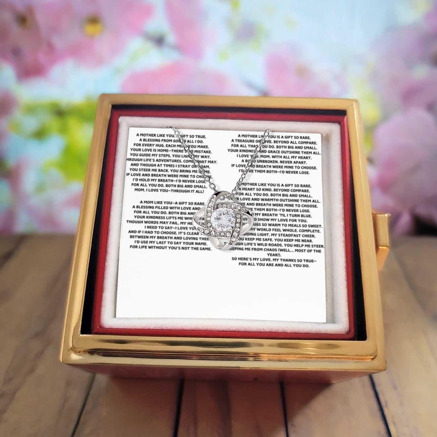 To My Mother A Mother Like You Love Knot with Rotating Rose Box-Express Your Love Gifts