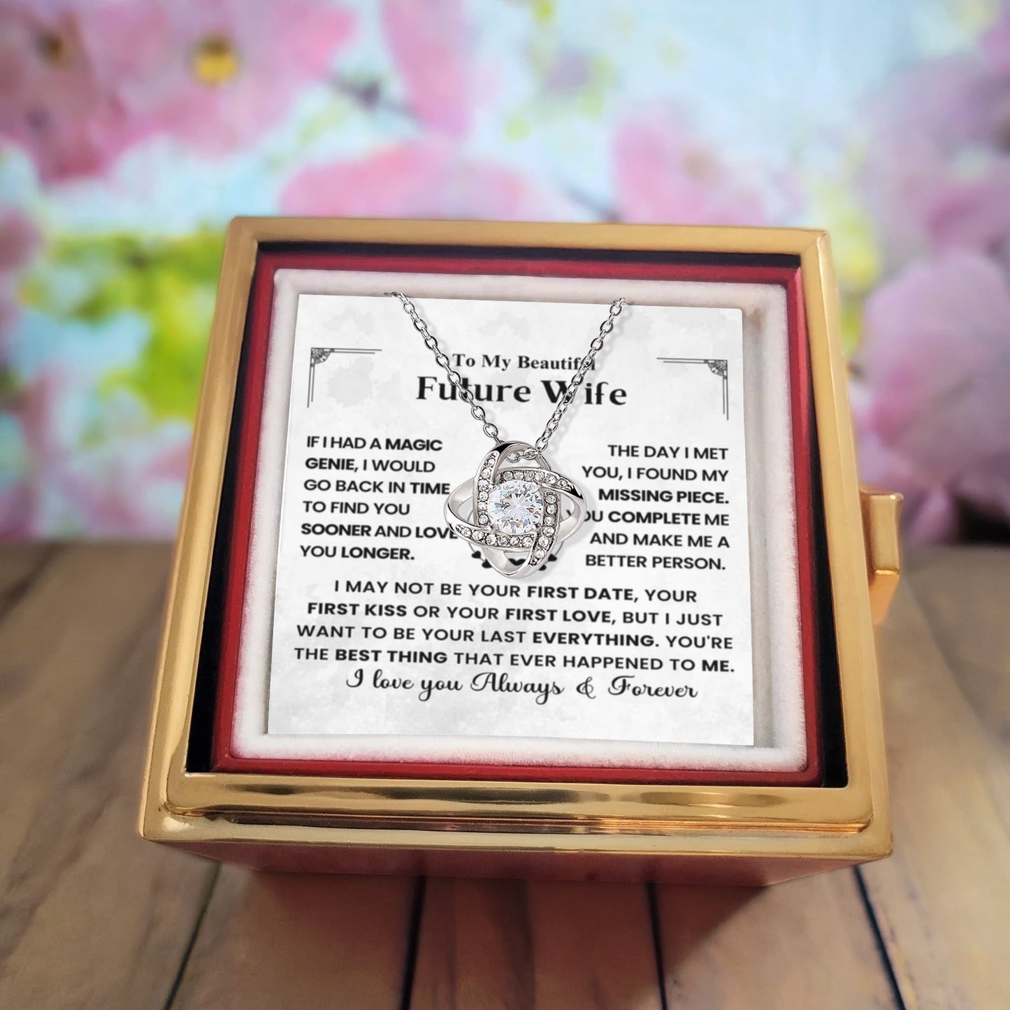 To My Future Wife First Date Love Knot with Rotating Rose Box-Express Your Love Gifts