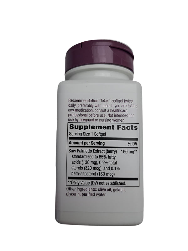 Nature’s Way Saw Palmetto Dietary Supplement Softgels, 60 Count, Exp. 11/30/2026-Express Your Love Gifts