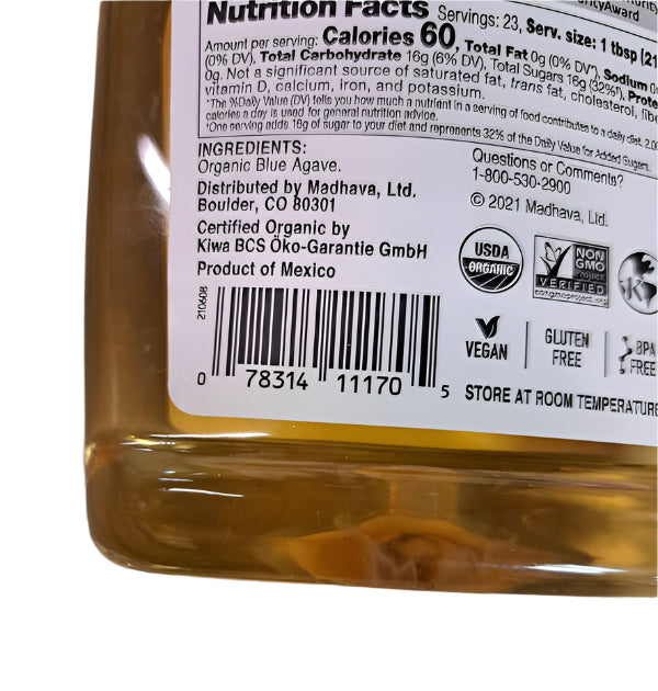 Madhava Organic Agave Nectar Golden Light, 17 Oz (Pack of 6) – Naturally Sweet, Low Glycemic Index, Non-GMO-Express Your Love Gifts