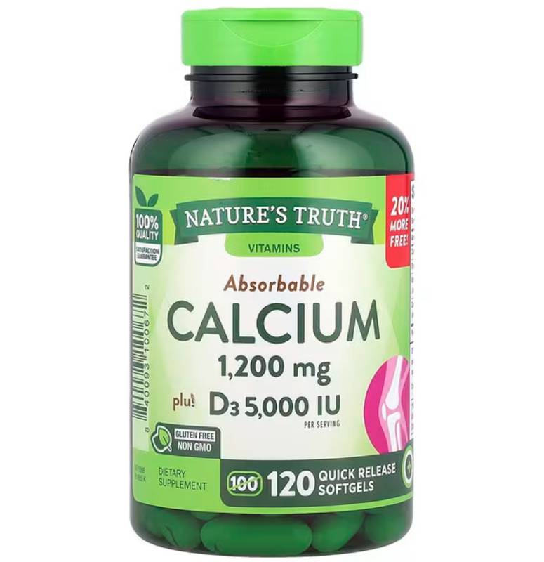 Nature's Truth Absorbable Calcium Plus D3, 120 Quick Release Softgels (2-Pack) – Bone & Immune Support, High Absorption, EXP 01/2027-Express Your Love Gifts
