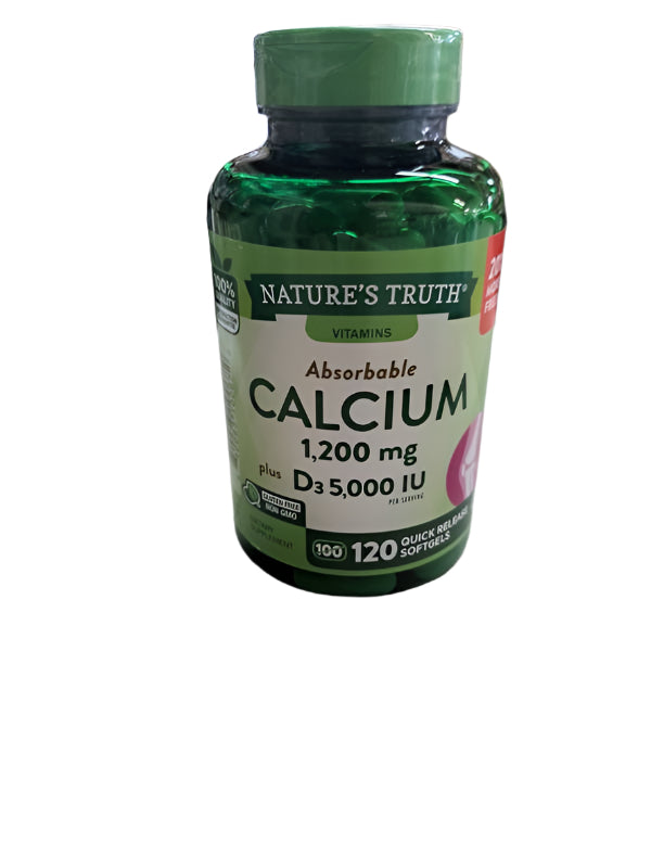 Nature's Truth Absorbable Calcium Plus D3, 120 Quick Release Softgels (2-Pack) – Bone & Immune Support, High Absorption, EXP 01/2027-Express Your Love Gifts